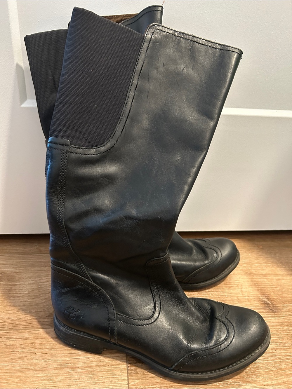 Timberland Savin Hill Black Leather Mid-Calf Heeled Boots